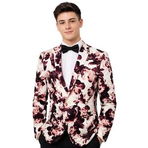 J Ferrar Mens Slim Fit Floral Print Blazer Jacket 36 Short Homecoming Prom